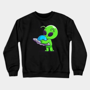 Cute Alien Hug Ufo Toy Cartoon Crewneck Sweatshirt